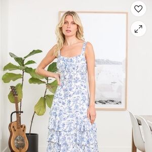 Lulus For the Frill of It White Floral Print Ruffled Maxi Dress